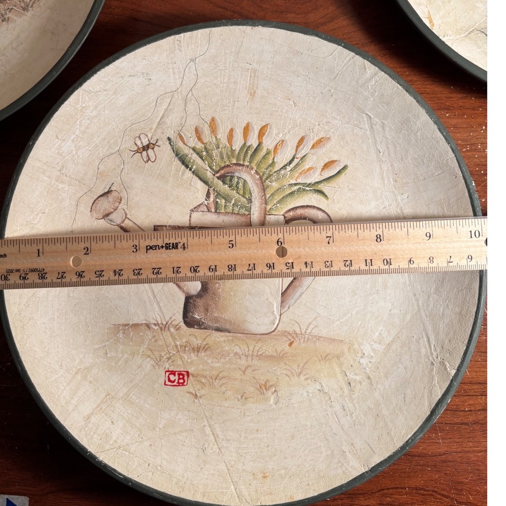 Set of 3 Decorative Plates Garden Watering Can Pots Flowers‎ Rustic Cheri Blum - Picture 8 of 10